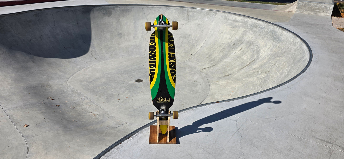The Pinch – Skateboard & Longboard Stand, Spalted Hackberry & White Oak
