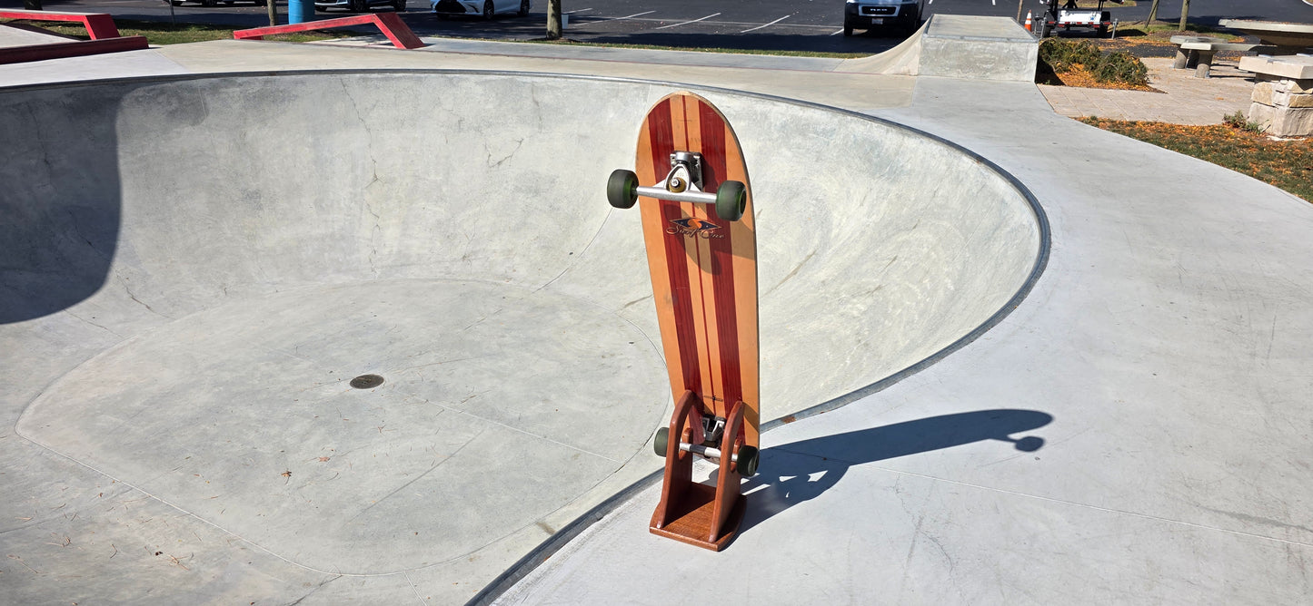 The Wave – Handcrafted Mahogany Skateboard Stand